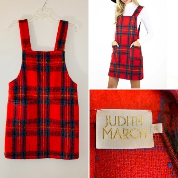 Judith March Dresses & Skirts - Judith March Red Plaid Unlined Zippered Jumper Dress